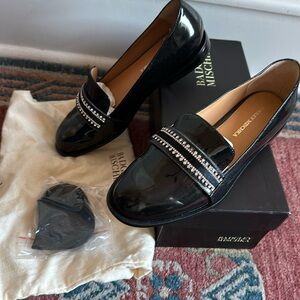 Badgley Mischka Diamanté Patent Leather Loafers New in Box Never Worn